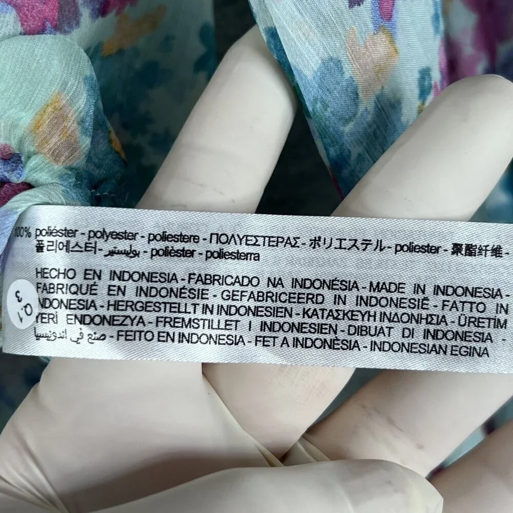 Zara NWT Womens S Floral Wrap Blouse Bell Sleeves Fairy Pastel Chiffon Crop Top - Picture 14 of 15